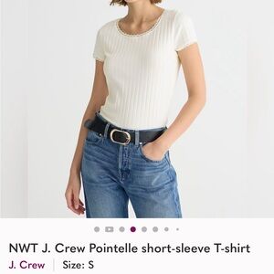 J. Crew Ivory Ribbed pointelle Short-Sleeve top